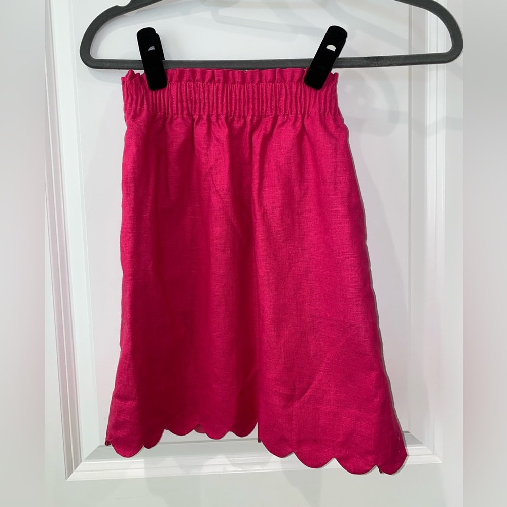 J. Crew Factory Linen Blend Hot Pink Scallop Skirt Size 00